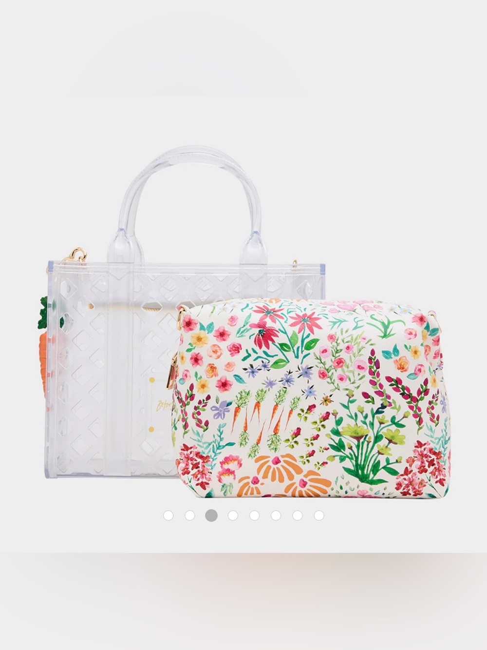 Betsey Johnson Clear Tote with Multicolor Floral Pouch